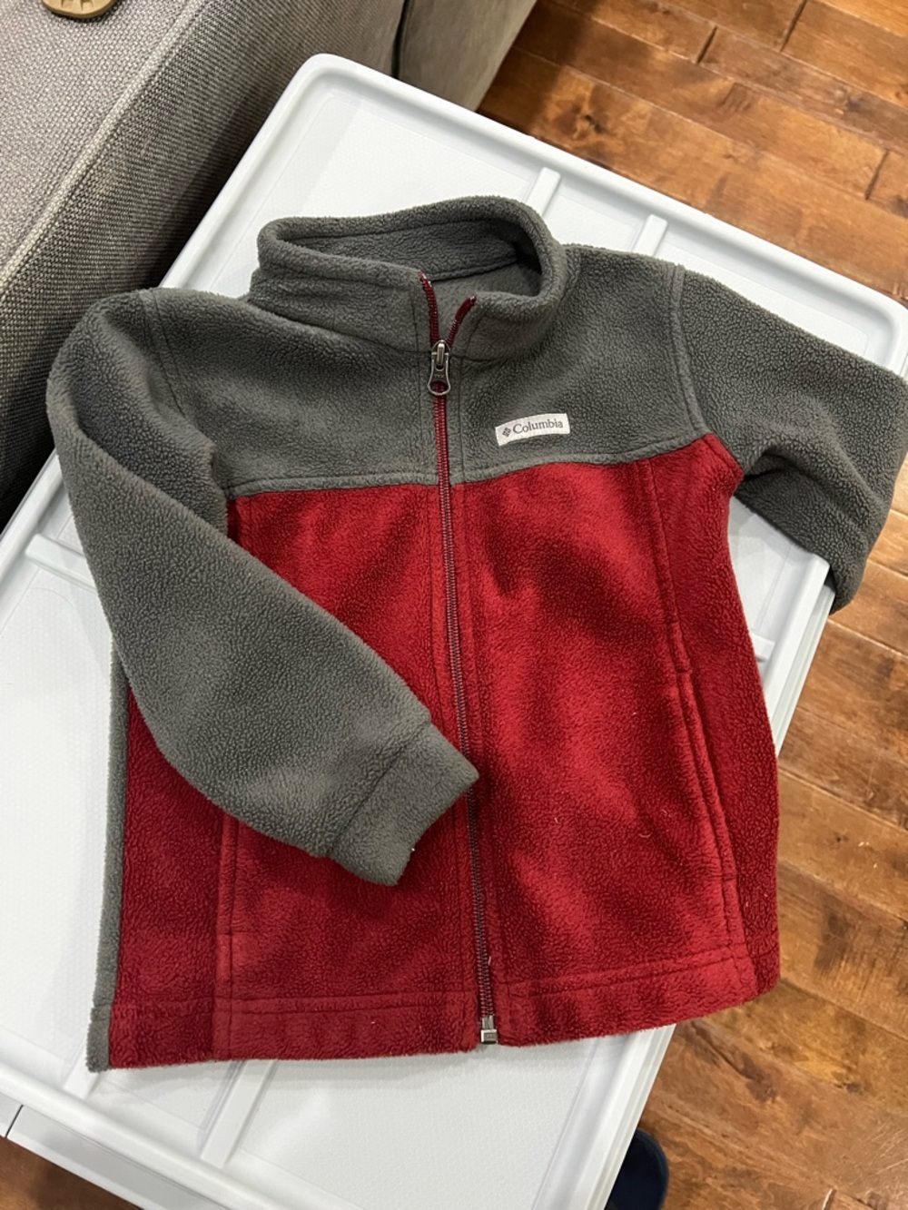 Columbia Two-Tone Red and Gray Fleece Jacket